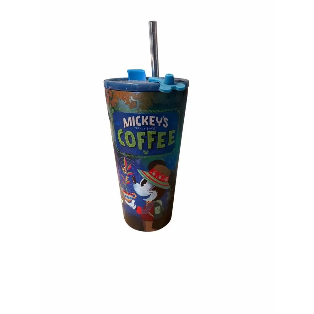 NEW Disney ''Mickey's Really Swell Coffee'' Tumbler/Straw 20oz Mickey & Minnie